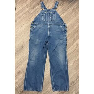 Big Smith Men Denim Bib Overalls Med. Wash Blue Carpenter Workwear 44x32 (46x29)